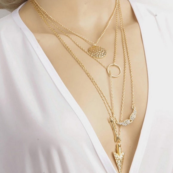 WMNS Multilayer Necklace Set - Picture 2 of 3